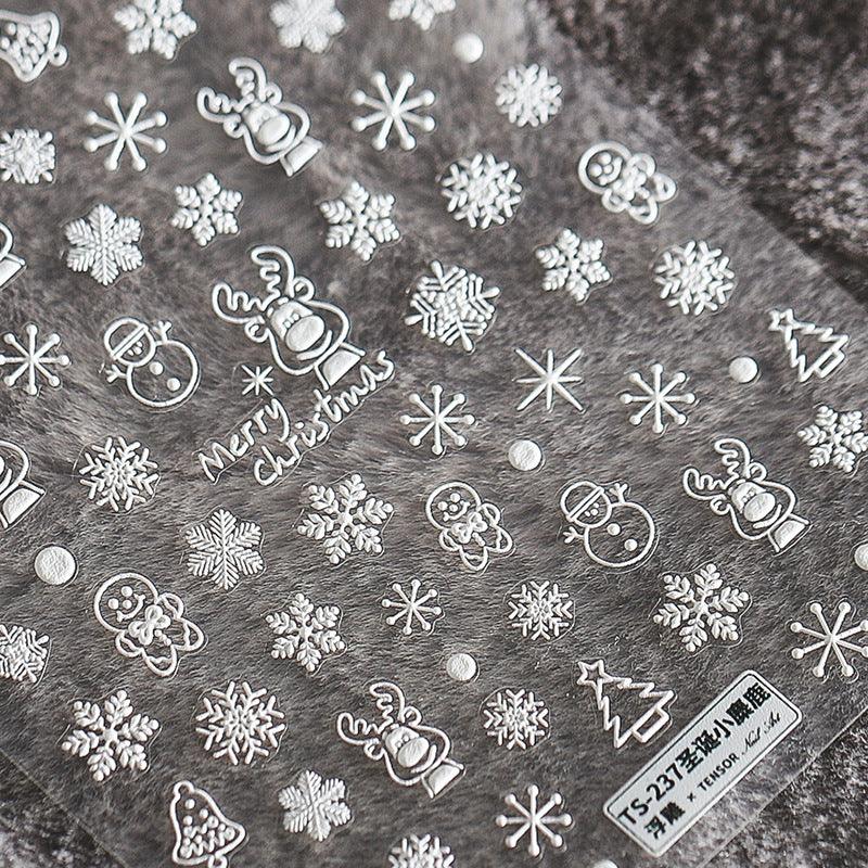 NailMAD Nail Art Stickers Adhesive Embossed Snowflake Deer Sticker Decals TS237 - Nail MAD