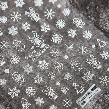 NailMAD Nail Art Stickers Adhesive Embossed Snowflake Deer Sticker Decals TS237 - Nail MAD