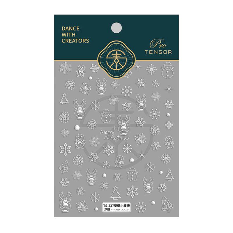 NailMAD Nail Art Stickers Adhesive Embossed Snowflake Deer Sticker Decals TS237 - Nail MAD