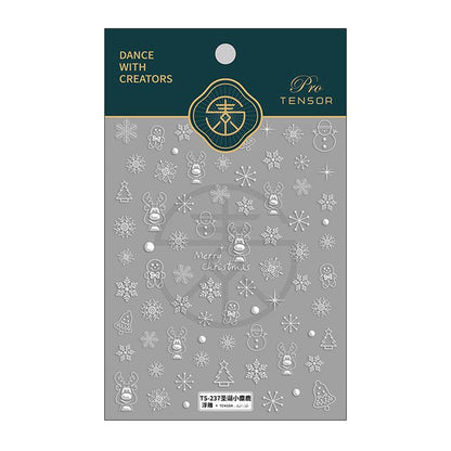 NailMAD Nail Art Stickers Adhesive Embossed Snowflake Deer Sticker Decals TS237 - Nail MAD