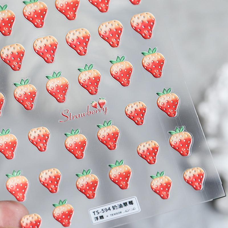 NailMAD Nail Art Stickers Adhesive Embossed Strawberry Icecream Sticker Decals TS547 - Nail MAD