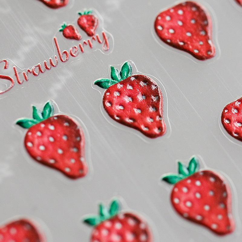 NailMAD Nail Art Stickers Adhesive Embossed Strawberry Icecream Sticker Decals TS547 - Nail MAD