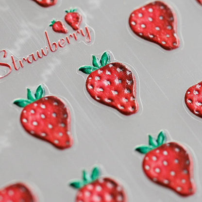NailMAD Nail Art Stickers Adhesive Embossed Strawberry Icecream Sticker Decals TS547 - Nail MAD