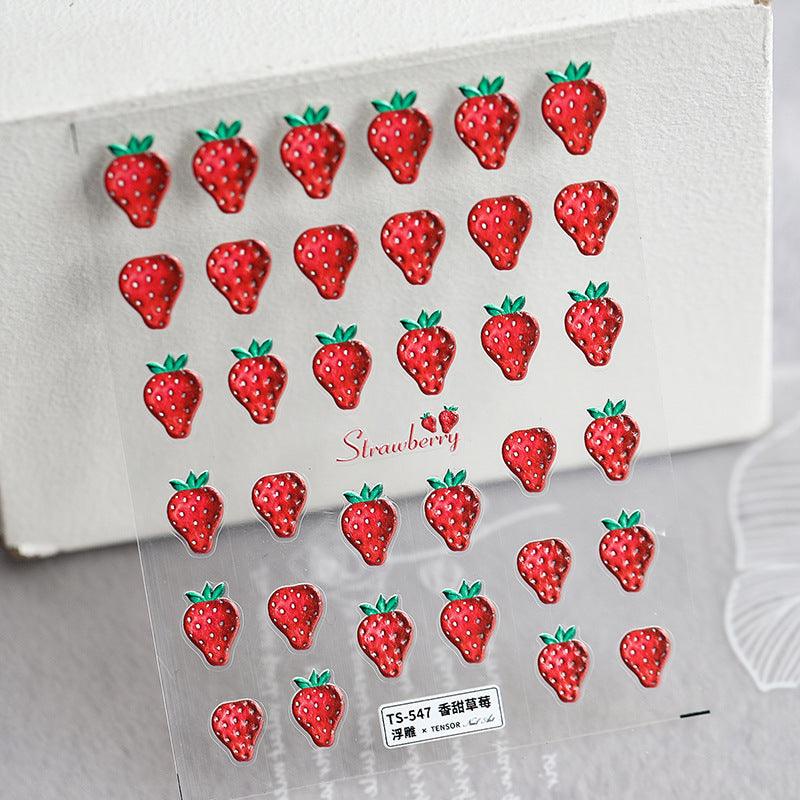 NailMAD Nail Art Stickers Adhesive Embossed Strawberry Icecream Sticker Decals TS547 - Nail MAD