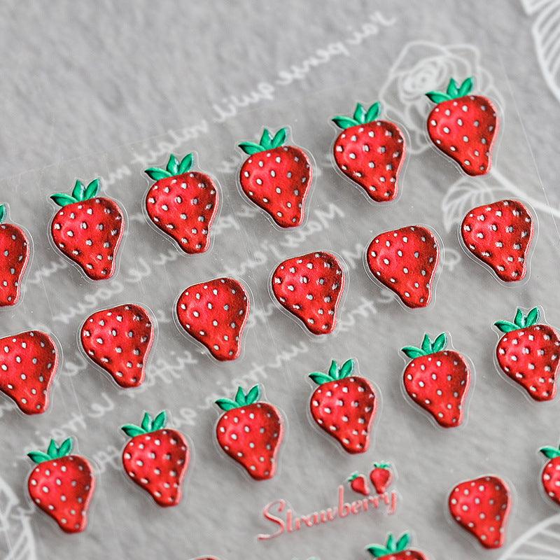 NailMAD Nail Art Stickers Adhesive Embossed Strawberry Icecream Sticker Decals TS547 - Nail MAD