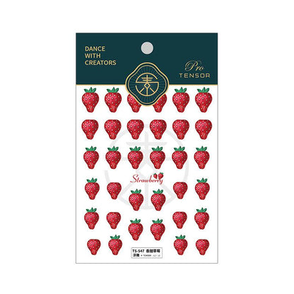 NailMAD Nail Art Stickers Adhesive Embossed Strawberry Icecream Sticker Decals TS547 - Nail MAD