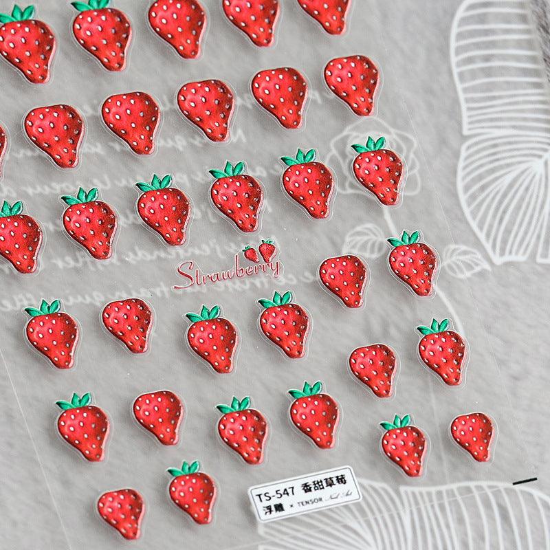 NailMAD Nail Art Stickers Adhesive Embossed Strawberry Icecream Sticker Decals TS547 - Nail MAD