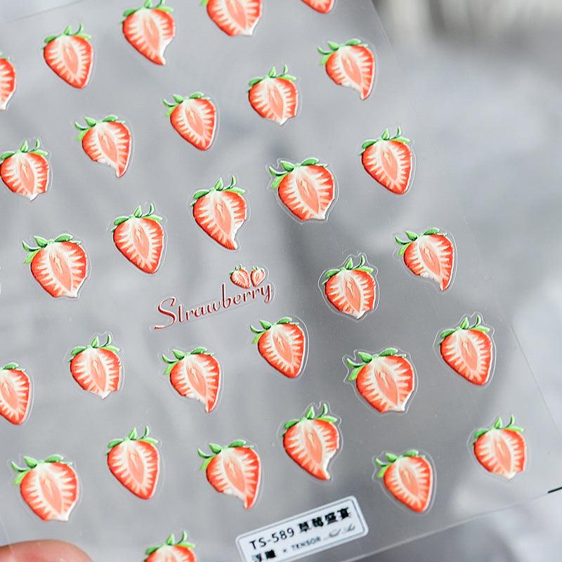 NailMAD Nail Art Stickers Adhesive Embossed Strawberry Icecream Sticker Decals TS547 - Nail MAD