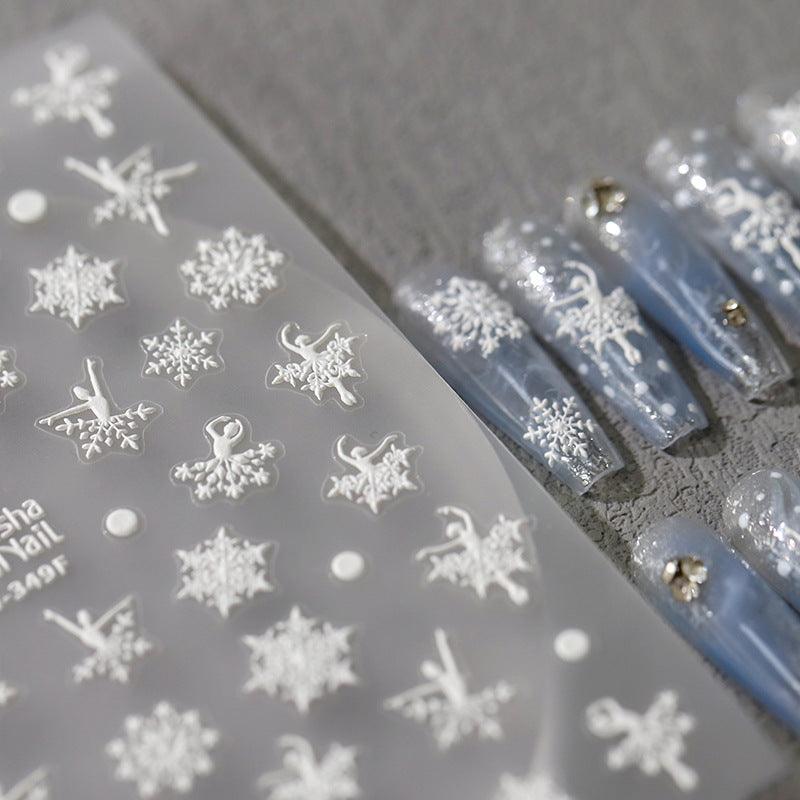 NailMAD Nail Art Stickers Adhesive Embossed Winter Snowflake MN348 - Nail MAD