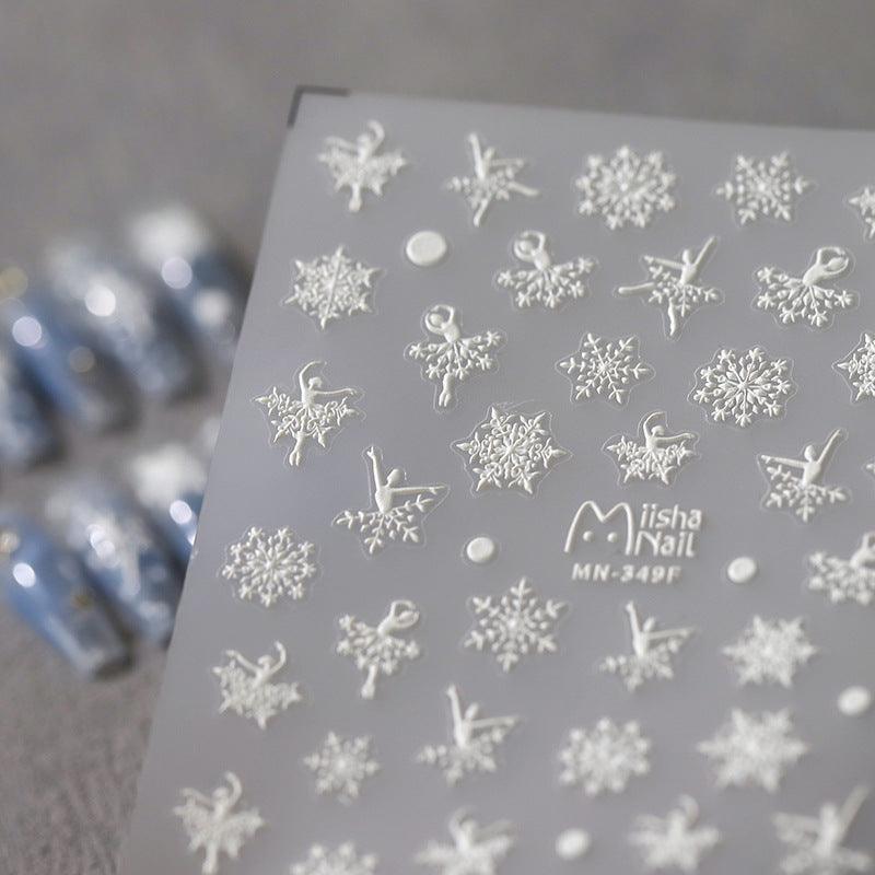 NailMAD Nail Art Stickers Adhesive Embossed Winter Snowflake MN348 - Nail MAD