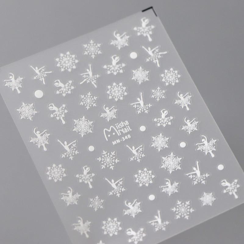 NailMAD Nail Art Stickers Adhesive Embossed Winter Snowflake MN348 - Nail MAD