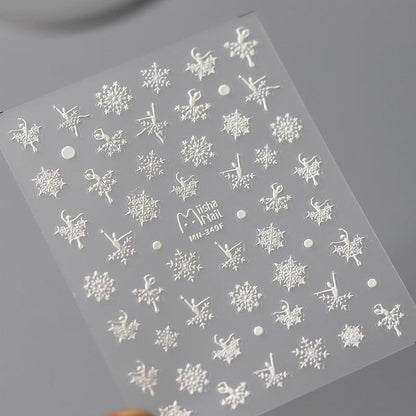 NailMAD Nail Art Stickers Adhesive Embossed Winter Snowflake MN348 - Nail MAD