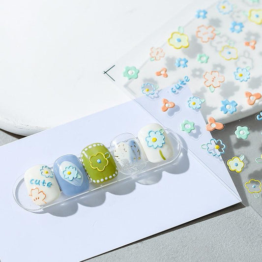 NailMAD Nail Art Stickers Adhesive Embossed  Flower Sticker Decals TS1252 - Nail MAD