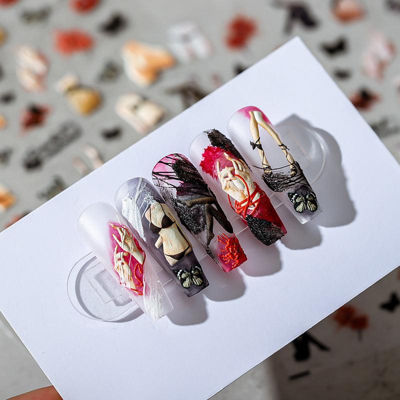 NailMAD Nail Art Stickers Adhesive Slider Body Art Embossed Sticker Decals - Nail MAD