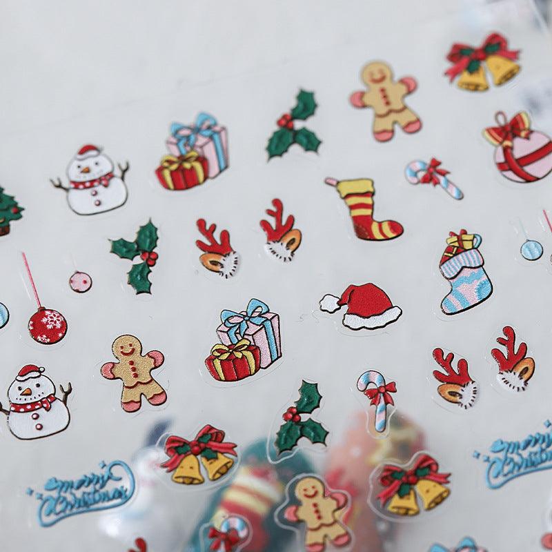 NailMAD Nail Art Stickers Adhesive Slider Christmas Snowman Embossed Sticker Decals - Nail MAD