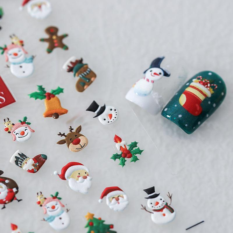 NailMAD Nail Art Stickers Adhesive Slider Christmas Snowman Embossed Sticker Decals - Nail MAD