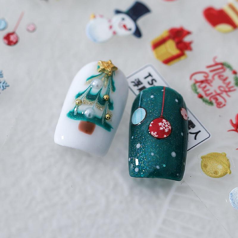 NailMAD Nail Art Stickers Adhesive Slider Christmas Snowman Embossed Sticker Decals - Nail MAD