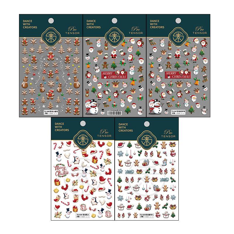 NailMAD Nail Art Stickers Adhesive Slider Christmas Snowman Embossed Sticker Decals - Nail MAD