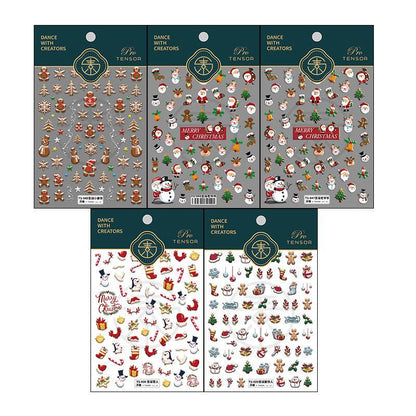 NailMAD Nail Art Stickers Adhesive Slider Christmas Snowman Embossed Sticker Decals - Nail MAD