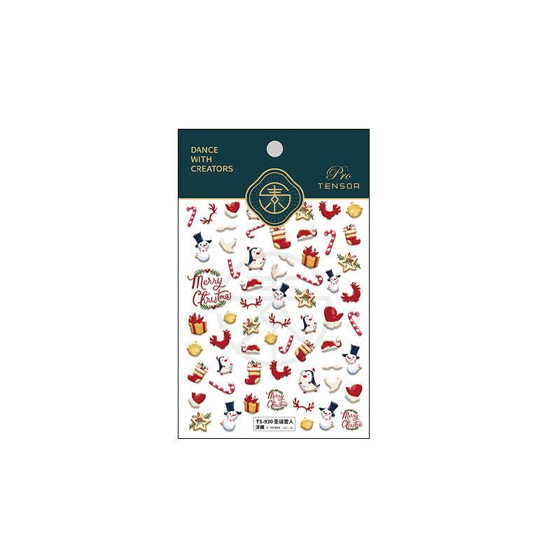 NailMAD Nail Art Stickers Adhesive Slider Christmas Snowman Embossed Sticker Decals - Nail MAD