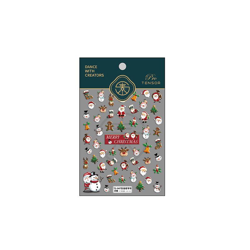 NailMAD Nail Art Stickers Adhesive Slider Christmas Snowman Embossed Sticker Decals - Nail MAD