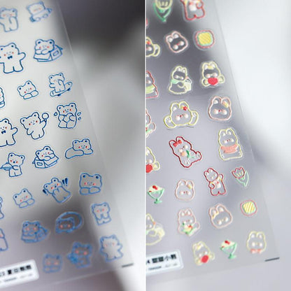 NailMAD Nail Art Stickers Adhesive Slider Cute Bear Embossed Sticker Decals - Nail MAD