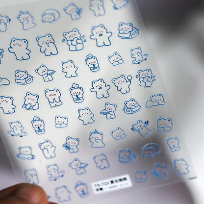 NailMAD Nail Art Stickers Adhesive Slider Cute Bear Embossed Sticker Decals - Nail MAD
