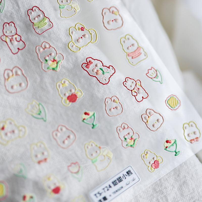 NailMAD Nail Art Stickers Adhesive Slider Cute Bear Embossed Sticker Decals - Nail MAD