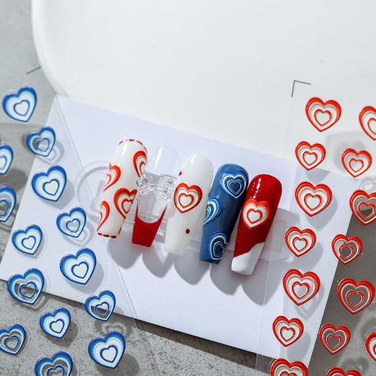 NailMAD Nail Art Stickers Adhesive Slider Gradient Love Heart Embossed Sticker Decals - Nail MAD