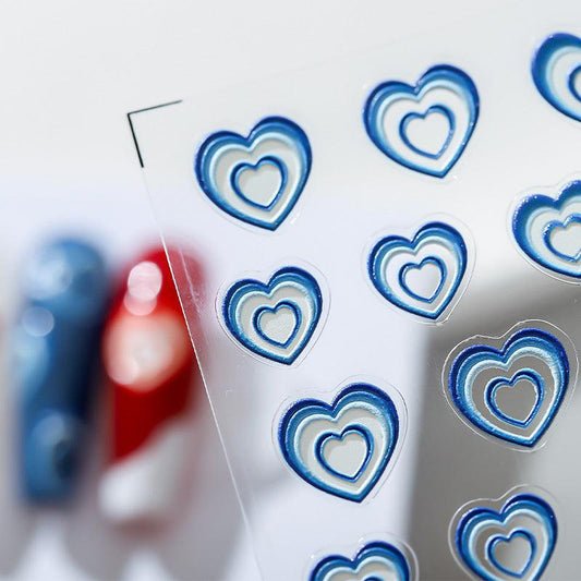 NailMAD Nail Art Stickers Adhesive Slider Gradient Love Heart Embossed Sticker Decals - Nail MAD