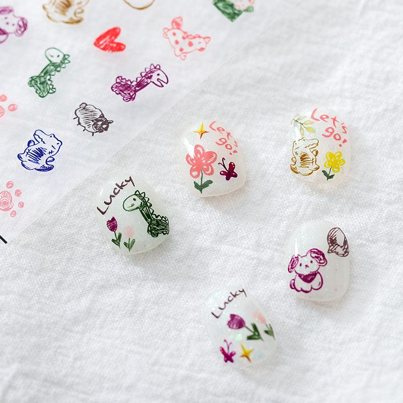 NailMAD Nail Art Stickers Adhesive Slider Graffiti Animal Sticker Decals - Nail MAD