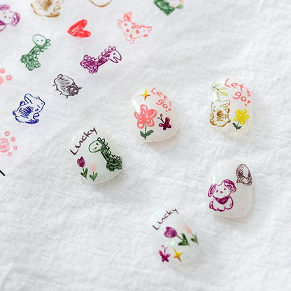 NailMAD Nail Art Stickers Adhesive Slider Graffiti Animal Sticker Decals - Nail MAD