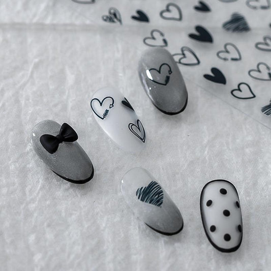 NailMAD Nail Art Stickers Adhesive Slider Love Heart Embossed Sticker Decals - Nail MAD
