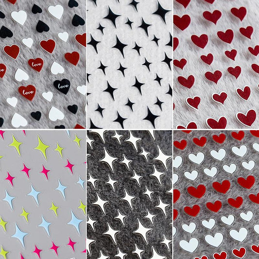 NailMAD Nail Art Stickers Adhesive Slider Love Heart Stars Sticker Decals - Nail MAD