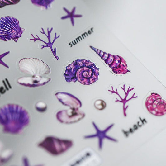 NailMAD Nail Art Stickers Adhesive Slider Sea Star Shell Embossed Sticker Decals - Nail MAD