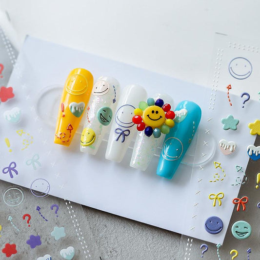 NailMAD Nail Art Stickers Adhesive Slider Smile Stars Sticker Decals - Nail MAD
