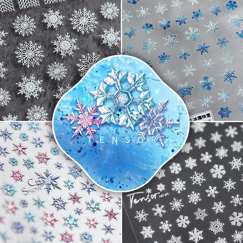 NailMAD Nail Art Stickers Adhesive Slider Snowflake Embossed Sticker Decals - Nail MAD