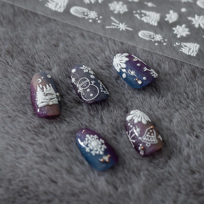 NailMAD Nail Art Stickers Adhesive Slider Snowflake Embossed Sticker Decals - Nail MAD