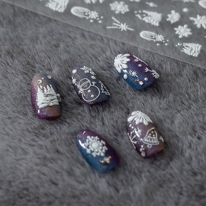 NailMAD Nail Art Stickers Adhesive Slider Snowflake Embossed Sticker Decals - Nail MAD