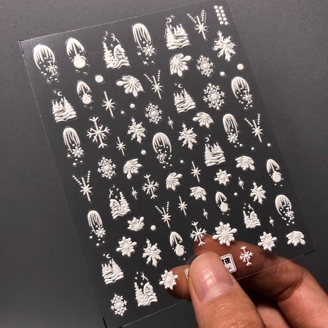 NailMAD Nail Art Stickers Adhesive Slider Snowflake Embossed Sticker Decals - Nail MAD