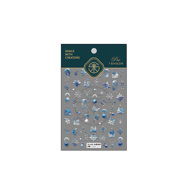 NailMAD Nail Art Stickers Adhesive Slider Snowflake Embossed Sticker Decals - Nail MAD