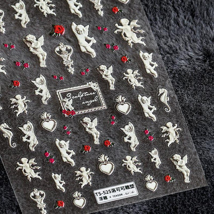 NailMAD Nail Art Stickers Adhesive Slider Vintage Angel Embossed Sticker Decals - Nail MAD