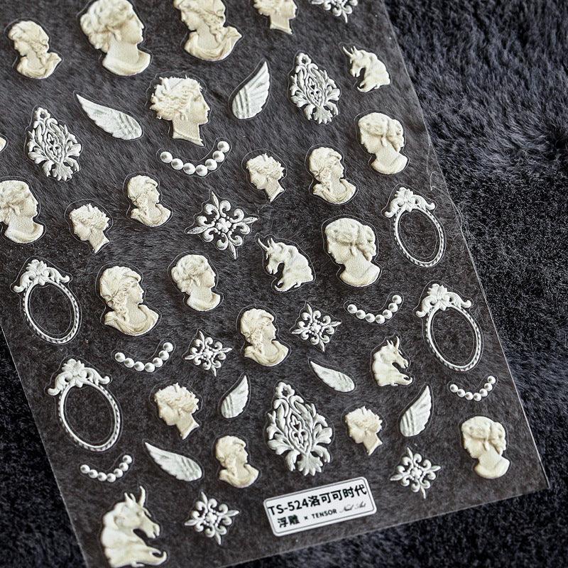 NailMAD Nail Art Stickers Adhesive Slider Vintage Angel Embossed Sticker Decals - Nail MAD