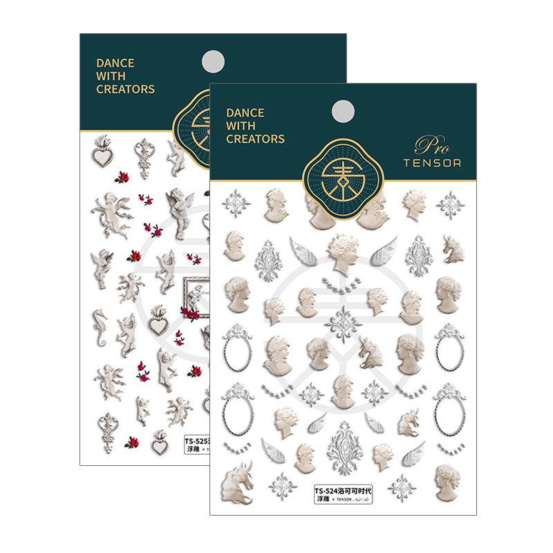 NailMAD Nail Art Stickers Adhesive Slider Vintage Angel Embossed Sticker Decals - Nail MAD