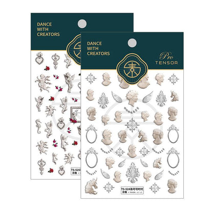 NailMAD Nail Art Stickers Adhesive Slider Vintage Angel Embossed Sticker Decals - Nail MAD