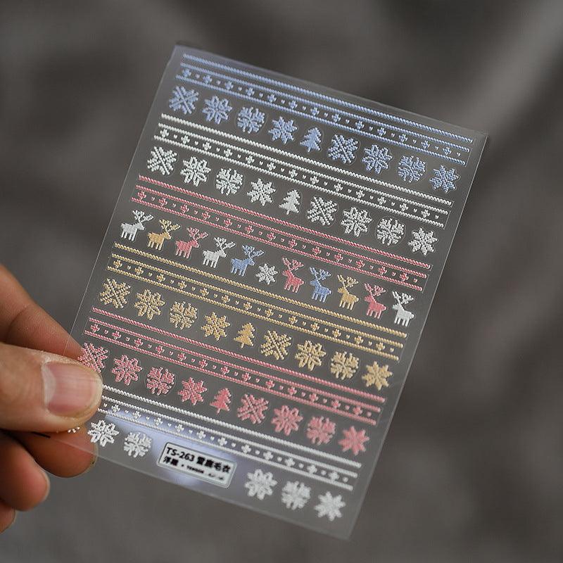 NailMAD Nail Art Stickers Adhesive Slider White Lace Feather Embossed Sticker Decals - Nail MAD