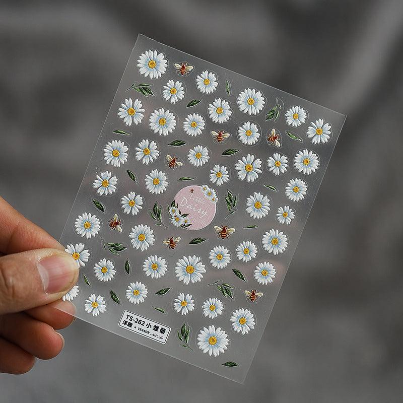 NailMAD Nail Art Stickers Adhesive Slider White Lace Feather Embossed Sticker Decals - Nail MAD