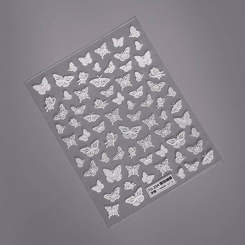 NailMAD Nail Art Stickers Adhesive Slider White Lace Feather Embossed Sticker Decals - Nail MAD