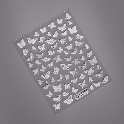 NailMAD Nail Art Stickers Adhesive Slider White Lace Feather Embossed Sticker Decals - Nail MAD