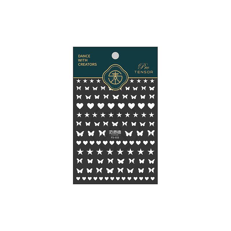 NailMAD Nail Art Stickers Adhesive Slider White Stars Butterfly Sticker Decals - Nail MAD